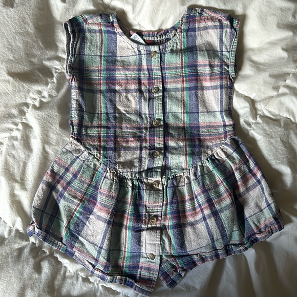Tea collection top. Size 3t. Plaid. Linen/cotton - Picture 1 of 4